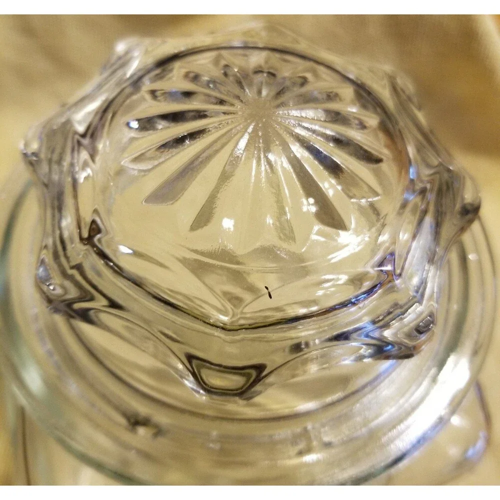 Vintage square Glass jar with decorative glass lid